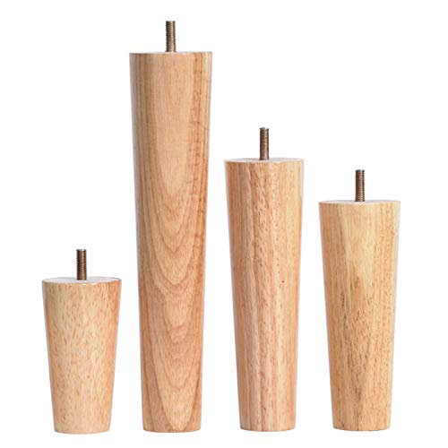 CPCPC Möbelfüße, 4er-Set Sofabeine aus Holz mit M6 M8 M10 Schrauben, Ersatzfüße for Mid-Century-Möbel for Schlafsofa, Schrank, Couchtisch, DIY-Möbelkomponente in Holzfarbe von CPCPC