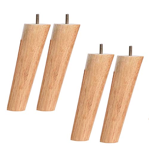 CPCPC Möbelfüße, 4er-Set konische Möbelbeine aus massivem Holz, Ersatzfüße aus Gummiholz ​​für Sofas, rutschfeste Sessel- und Schrankbeine, M8-Gewinde, 25 cm, ideal for Kommoden und Teeschränke von CPCPC