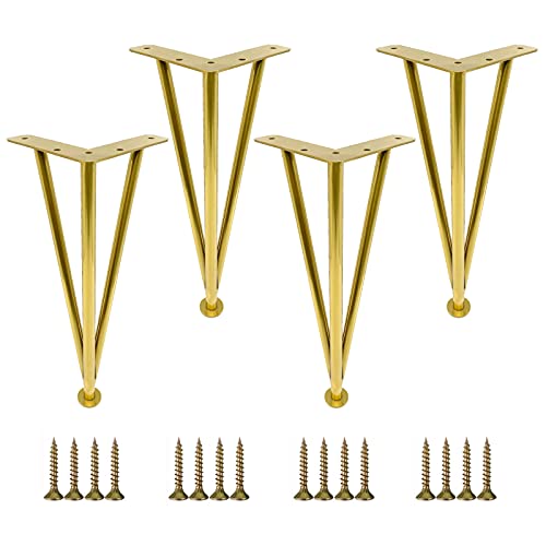 CPCPC Möbelfüße, verstellbare Tischbeine aus Metall, 4 Stück (10 40 cm), rutschfeste und verschleißfeste Möbelfüße for Schreibtische, Sofas, Schränke, Couchtische, Gold-Finish, 33 cm von CPCPC