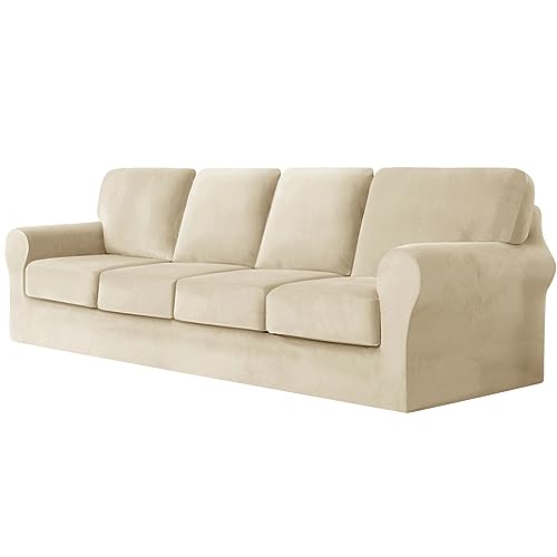 CPCPC Sofabezug, Samt-Sofabezug, Stretch-Schonbezug, Couch-Möbelschutz for Wohnzimmer, Grau, 2 Sitzer von CPCPC