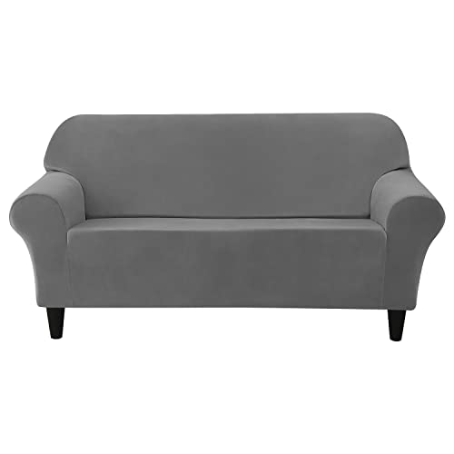 CPCPC Sofabezug, Samt-Sofabezug, Stretch-Schonbezug, Couch-Möbelschutz for Wohnzimmer, Grau, 2 Sitzer von CPCPC