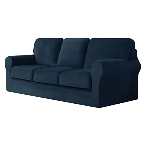 CPCPC Sofabezug, Samt-Sofabezug, Stretch-Schonbezug, Couch-Möbelschutz for Wohnzimmer, Grau, 2 Sitzer von CPCPC