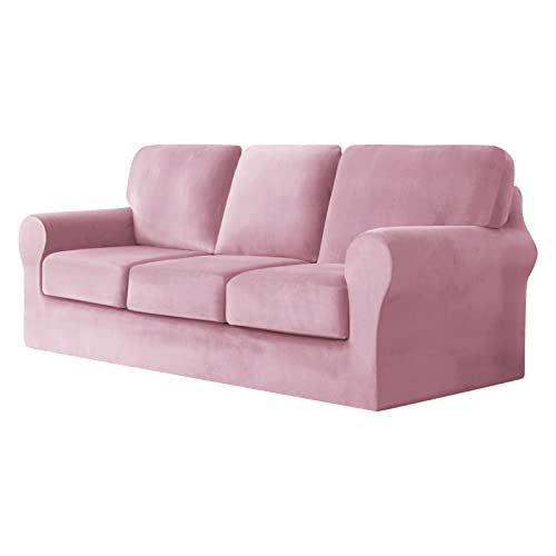 CPCPC Sofabezug, Samt-Sofabezug, Stretch-Schonbezug, Couch-Möbelschutz for Wohnzimmer, Grau, 2 Sitzer von CPCPC