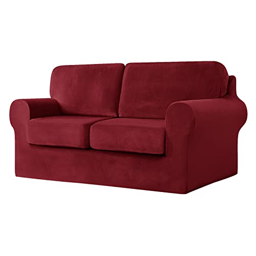 CPCPC Sofabezug, Samtsofabezug mit separaten Sitzkissen und Rückenlehnen, rosa, dehnbarer Couch-Schonbezug for Schutz der Möbel, geteiltes kombiniertes Design for 3-Sitzer-Sofa, 7-teiliges Set CPCPC Sofabezug, Samtsofabezug mit separaten Sitzkissen und Rückenlehnen, rosa, dehnbarer Couch-Schonbezug for Schutz der Möbel, geteiltes kombiniertes Design for 3-Sitzer-Sofa, 7-teiliges Set von CPCPC