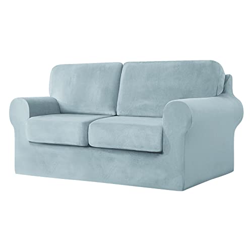 CPCPC Sofabezug, Stretch-Sofabezug aus Samt mit separaten Sitzkissen und Rückenlehnen, Couch-Schonbezug, Möbelschutz for 3-Sitzer-Sofa, Rosa, 7-teiliges Set CPCPC Sofabezug, Stretch-Sofabezug aus Samt mit separaten Sitzkissen und Rückenlehnen, Couch-Schonbezug, Möbelschutz for 3-Sitzer-Sofa, Rosa, 7-teiliges Set von CPCPC