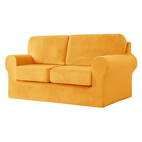 CPCPC Sofabezug, Stretch-Sofabezug aus Samt mit separaten Sitzkissen und Rückenlehnen, Couch-Schonbezug, Möbelschutz for 3-Sitzer-Sofa, Rosa, 7-teiliges Set CPCPC Sofabezug, Stretch-Sofabezug aus Samt mit separaten Sitzkissen und Rückenlehnen, Couch-Schonbezug, Möbelschutz for 3-Sitzer-Sofa, Rosa, 7-teiliges Set von CPCPC