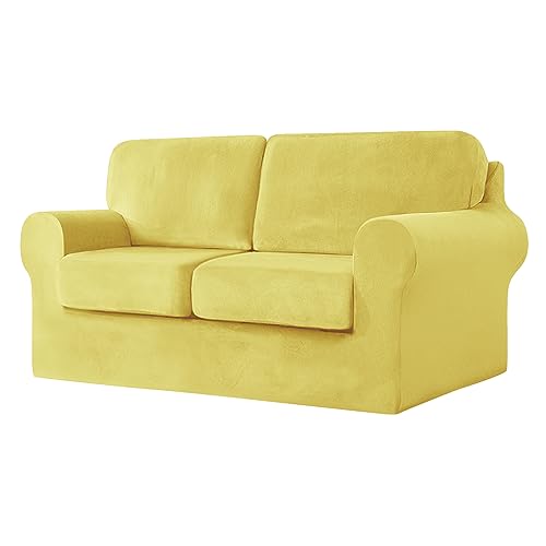 CPCPC Sofabezug, Stretch-Sofabezug aus Samt mit separaten Sitzkissen und Rückenlehnen, Couch-Schonbezug, Möbelschutz for 3-Sitzer-Sofa, Rosa, 7-teiliges Set CPCPC Sofabezug, Stretch-Sofabezug aus Samt mit separaten Sitzkissen und Rückenlehnen, Couch-Schonbezug, Möbelschutz for 3-Sitzer-Sofa, Rosa, 7-teiliges Set von CPCPC