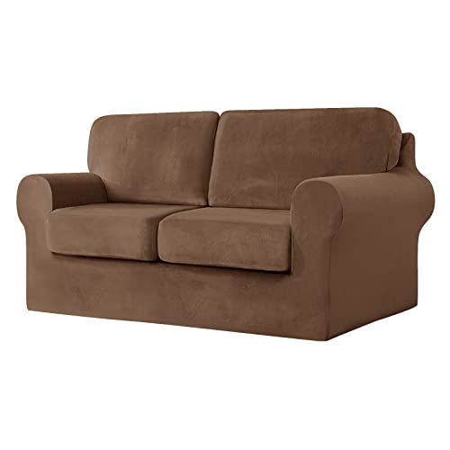 CPCPC Sofabezug, Stretch-Sofabezug aus Samt mit separaten Sitzkissen und Rückenlehnen, Couch-Schonbezug, Möbelschutz for 3-Sitzer-Sofa, Rosa, 7-teiliges Set CPCPC Sofabezug, Stretch-Sofabezug aus Samt mit separaten Sitzkissen und Rückenlehnen, Couch-Schonbezug, Möbelschutz for 3-Sitzer-Sofa, Rosa, 7-teiliges Set von CPCPC