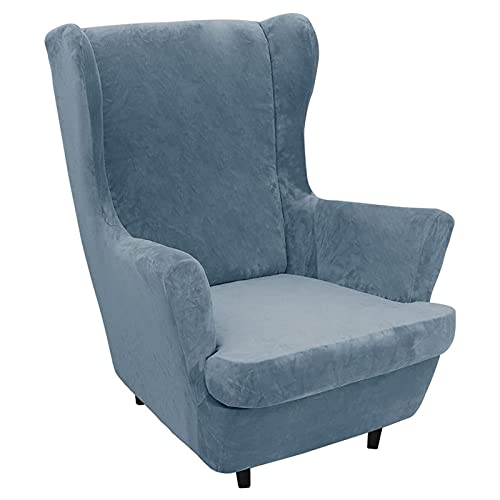 CPCPC Wasserdichter Sofabezug, Samtbezug for Ohrensessel, 2-teiliger Stretch-Möbelschutz for Ohrensessel und stilvolle Stuhlbezüge (blau) – perfektes Upgrade for die Inneneinrichtung von CPCPC