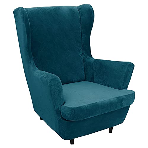 CPCPC Wasserdichter Sofabezug, Samtbezug for Ohrensessel, 2-teiliger Stretch-Möbelschutz for Ohrensessel und stilvolle Stuhlbezüge (blau) – perfektes Upgrade for die Inneneinrichtung von CPCPC