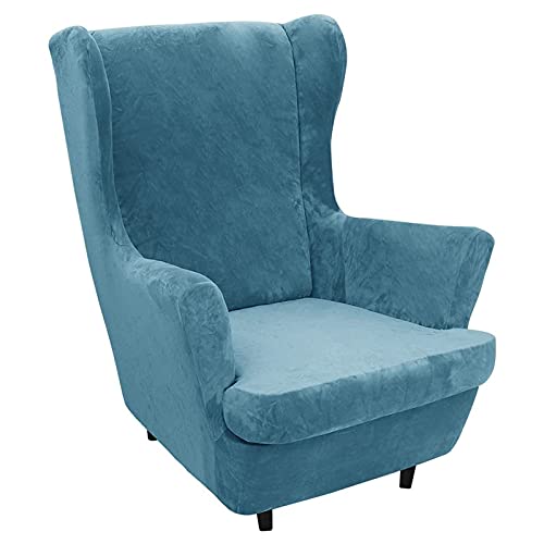 CPCPC Wasserdichter Sofabezug, Samtbezug for Ohrensessel, 2-teiliger Stretch-Möbelschutz for Ohrensessel und stilvolle Stuhlbezüge (blau) – perfektes Upgrade for die Inneneinrichtung von CPCPC