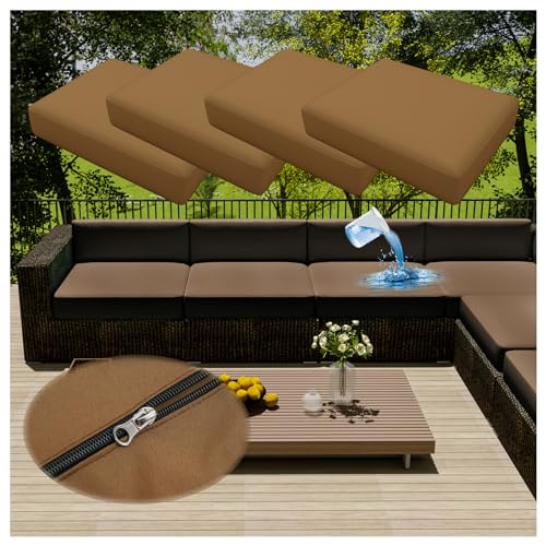 CPCPC Wasserdichter Sofabezug, wasserdichter Sofa-Sitzkissenbezug, 4er-Set mit Reißverschluss, Abnehmbarer Stuhlsitzpolsterbezug for Rattanmöbel im Innen- und Außenbereich, Rot, 55 x 45 cm von CPCPC