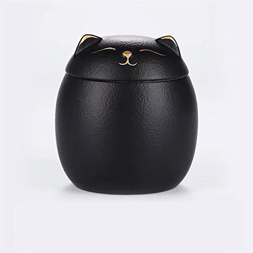 CPDDNGZMKK Gedenkstätten Für Haustiere Urne Katzenform Asche Von Haustieren Urnen Katzenform Handgefertigte Schwarze Dekorative Urnen Die Beerdigung Trauerbox(Black,S) von CPDDNGZMKK