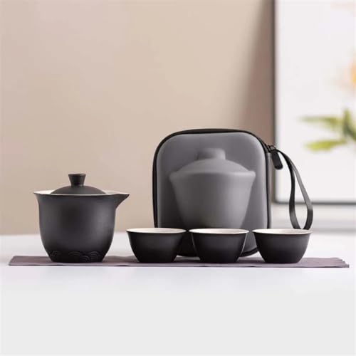 CPDDNGZMKK Teetassen-Sets 1 Topf Füllt 3 Tassen Tee Machen Werkzeug Single Kung Fu Teaware Sets Kultur Liebhaber Geschenk Reise Set Portable Outdoor Camping Reise-Teeset(A) von CPDDNGZMKK
