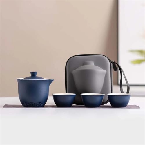 CPDDNGZMKK Teetassen-Sets 1 Topf Füllt 3 Tassen Tee Machen Werkzeug Single Kung Fu Teaware Sets Kultur Liebhaber Geschenk Reise Set Portable Outdoor Camping Reise-Teeset(B) von CPDDNGZMKK