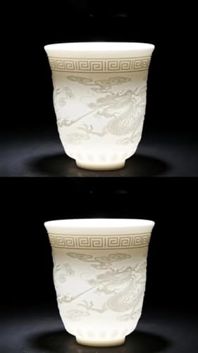 CPDDNGZMKK Teetassen-Sets 2pc 200ml Hause Teetasse Muster Keramik Teetassen Puer Tasse Set Chinesischen Qingming Flussufer Karte Talg Jade Porzellan Tee Tee-Set Reise-Teeset(A) von CPDDNGZMKK