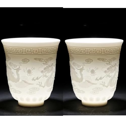 CPDDNGZMKK Teetassen-Sets 2pc 200ml Hause Teetasse Muster Keramik Teetassen Puer Tasse Set Chinesischen Qingming Flussufer Karte Talg Jade Porzellan Tee Tee-Set Reise-Teeset(B) von CPDDNGZMKK