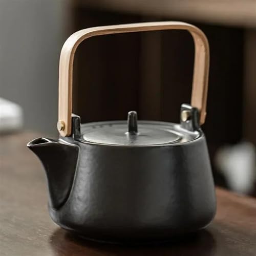 CPDDNGZMKK Teetassen-Sets 720ML/1000ML Keramik Kochendem Teekanne Haushalts Filter Schwarz Hebe Strahl Wasserkocher Tee Set Reise-Teeset(720ml Black) von CPDDNGZMKK