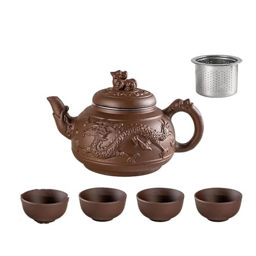 CPDDNGZMKK Teetassen-Sets Authentische Lila Ton Tee Sets Handgemachte Drachen Teekanne Mit Filter Ei Sieb Teetasse Wasserkocher Haushalt Teegeschirr Reise-Teeset(F) von CPDDNGZMKK