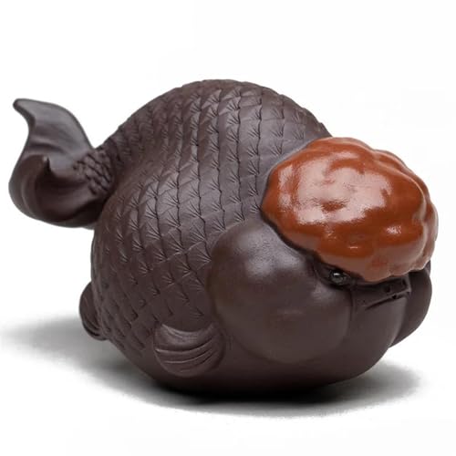 CPDDNGZMKK Teetassen-Sets Chinesische Lila Ton Skulptur Tee-Set Dekoration Yixing Handgemachte Tee Haustier Glück Goldfisch Statue Ornamente Reise-Teeset(A) von CPDDNGZMKK