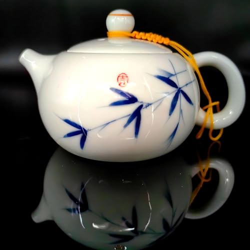 CPDDNGZMKK Teetassen-Sets Chinesische Teekanne Puer Kung Fu Te Guan Yin Grün Jingdezhen Porzellan Vintage Mit Sieb Keramik Bambus Weißer Ton Reise-Teeset von CPDDNGZMKK