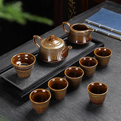 CPDDNGZMKK Teetassen-Sets Chinesisches Tee Set Geschenkbox Verpackung Keramik Kung Fu Teebereiter Teetassen Teekanne Reise-Teeset(Brown) von CPDDNGZMKK