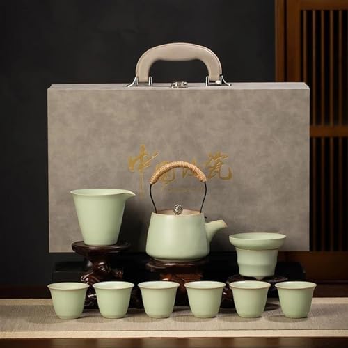 CPDDNGZMKK Teetassen-Sets EIN Topf Sechs Tassen Mit Auto Tragbare Keramik Tee-Set Geschenk Box Chinesischen Tee Zeremonie Zubehör Teegeschirr Anzug Reise-Teeset(D) von CPDDNGZMKK