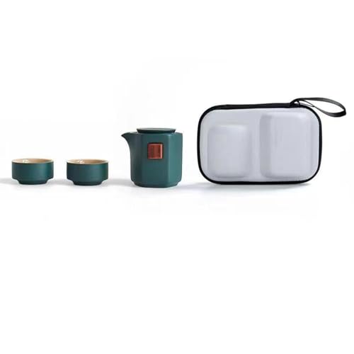 CPDDNGZMKK Teetassen-Sets Express Cup Reise Tee Set Tragbares Kung Fu Glas Teekanne Keramiktassen Und Becher Samowar Wasserkocher Teegeschirr SHU Puer Reise-Teeset(Green) von CPDDNGZMKK
