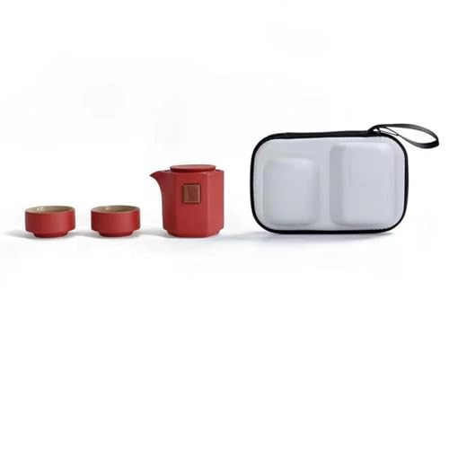 CPDDNGZMKK Teetassen-Sets Express Cup Reise Tee Set Tragbares Kung Fu Glas Teekanne Keramiktassen Und Becher Samowar Wasserkocher Teegeschirr SHU Puer Reise-Teeset(Red) von CPDDNGZMKK