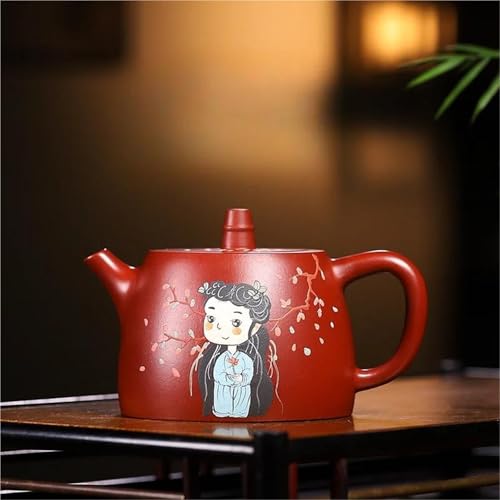 CPDDNGZMKK Teetassen-Sets Handgemachte Farbige Zeichnung Handuo Topf Rohes Erz Schlammkessel Mit Sieb Zisha Tee-Set Tee 220 Ml Lila Ton Teekanne Reise-Teeset von CPDDNGZMKK