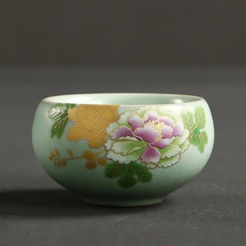 CPDDNGZMKK Teetassen-Sets Handgemachte Keramiktasse Blumenmuster 45ml Retro Ru Kiln Teetasse Reisetee Schale Teeset Pu'er Master Teetassen Personal Single Cup Reise-Teeset(A 5.1x3cm 45ml) von CPDDNGZMKK