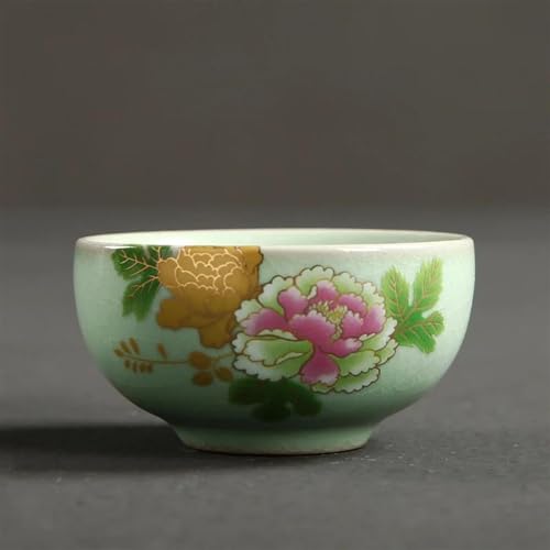 CPDDNGZMKK Teetassen-Sets Handgemachte Keramiktasse Blumenmuster 45ml Retro Ru Kiln Teetasse Reisetee Schale Teeset Pu'er Master Teetassen Personal Single Cup Reise-Teeset(B 6.5x3cm 45ml) von CPDDNGZMKK