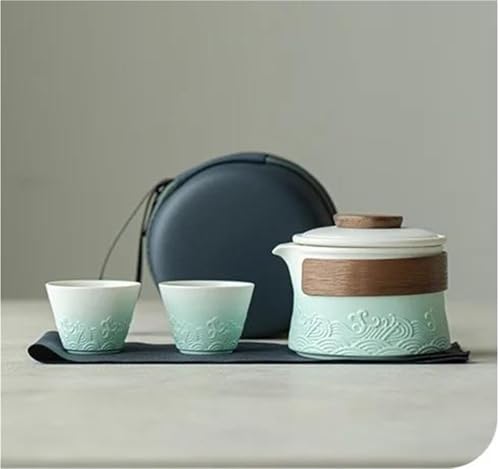 CPDDNGZMKK Teetassen-Sets Haushalt Tee Machen Reise Tee-Set Outdoor Tragbare Tasche Welle Liefert 1 Topf 2 Tassen Teekanne Und Tasse Set Kit Reise-Teeset(Type-B) von CPDDNGZMKK