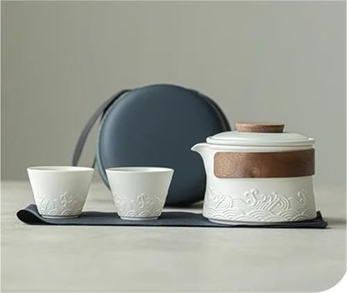 CPDDNGZMKK Teetassen-Sets Haushalt Tee Machen Reise Tee-Set Outdoor Tragbare Tasche Welle Liefert 1 Topf 2 Tassen Teekanne Und Tasse Set Kit Reise-Teeset(Type-E) von CPDDNGZMKK