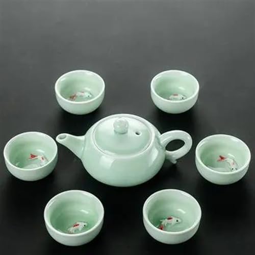 CPDDNGZMKK Teetassen-Sets Keramik Tee Set Seladon Chinesisches Kung Fu Teetassen Teekanne Cremony Abdeckung Schüssel Teetasse Anzug Reise-Teeset(C) von CPDDNGZMKK