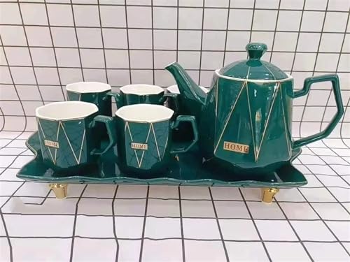 CPDDNGZMKK Teetassen-Sets Keramik Teekanne Set Kaffeetasse Nordischen Stil Grau Marmorierung Teegeschirr Sets 1 Kanne 6 Tassen Tablett Coffeeware Home Bar Reise-Teeset(B) von CPDDNGZMKK