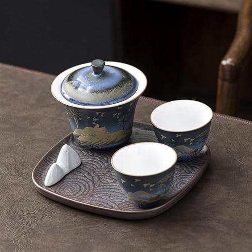 CPDDNGZMKK Teetassen-Sets Keramik Teesets Berg Teekanne Mit Tablett Chinesische Kung Fu Trinkgeschirr Reise-Teeset(B) von CPDDNGZMKK