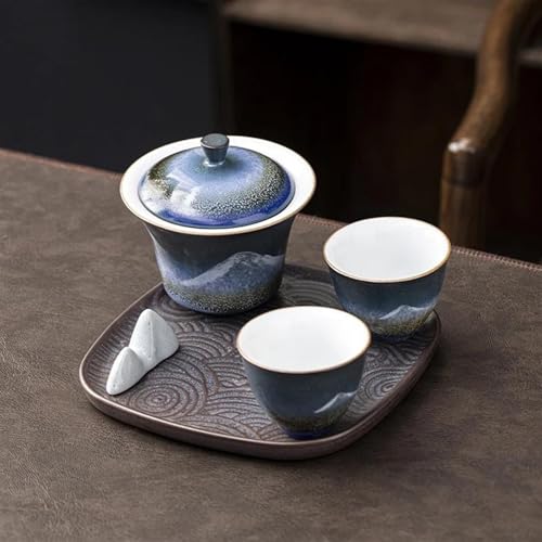 CPDDNGZMKK Teetassen-Sets Keramik Teesets Berg Teekanne Mit Tablett Chinesische Kung Fu Trinkgeschirr Reise-Teeset(C) von CPDDNGZMKK