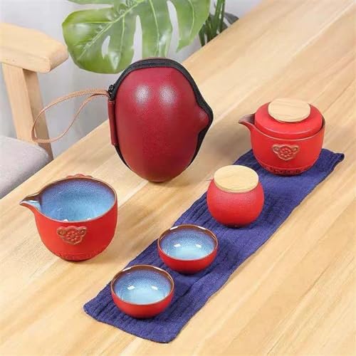 CPDDNGZMKK Teetassen-Sets Keramik Tragbare Chinesische Kung Fu TeaSet Teekanne Porzellan Teaset Tee Tassen Zeremonie Reise-Teeset(A) von CPDDNGZMKK