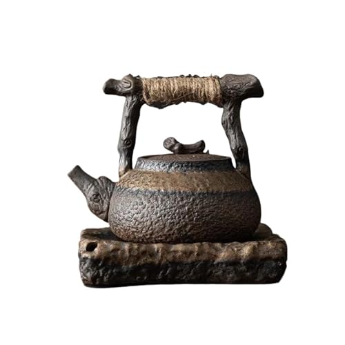 CPDDNGZMKK Teetassen-Sets Kleine Teekanne Teebereiter Japanische Mit Vergoldung Eisenglasur Hanfseilgriff Getrocknetes Holz Schlaufengriff Reise-Teeset(Suit) von CPDDNGZMKK