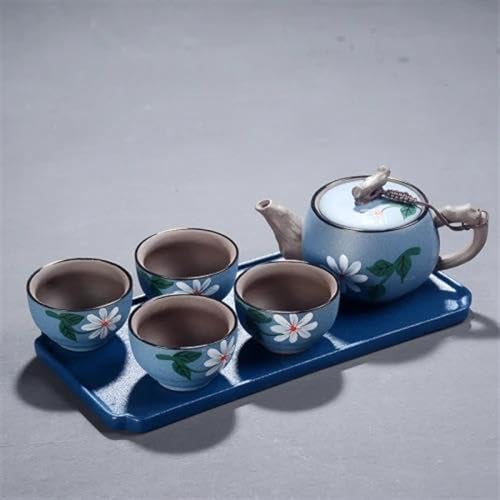 CPDDNGZMKK Teetassen-Sets Kung Fu Reisetee Set Im Japanischen Stil Teekanne Teetasse Kleines Mit Tablett Einfaches Tee Einer Kanne Und 4 Tassen Reise-Teeset(B) von CPDDNGZMKK