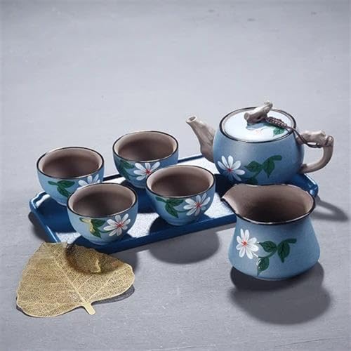 CPDDNGZMKK Teetassen-Sets Kung Fu Reisetee Set Im Japanischen Stil Teekanne Teetasse Kleines Mit Tablett Einfaches Tee Einer Kanne Und 4 Tassen Reise-Teeset(F) von CPDDNGZMKK