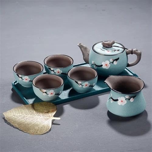 CPDDNGZMKK Teetassen-Sets Kung Fu Reisetee Set Im Japanischen Stil Teekanne Teetasse Kleines Mit Tablett Einfaches Tee Einer Kanne Und 4 Tassen Reise-Teeset(H) von CPDDNGZMKK