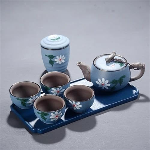 CPDDNGZMKK Teetassen-Sets Kung Fu Reisetee Set Im Japanischen Stil Teekanne Teetasse Kleines Mit Tablett Einfaches Tee Einer Kanne Und 4 Tassen Reise-Teeset(I) von CPDDNGZMKK