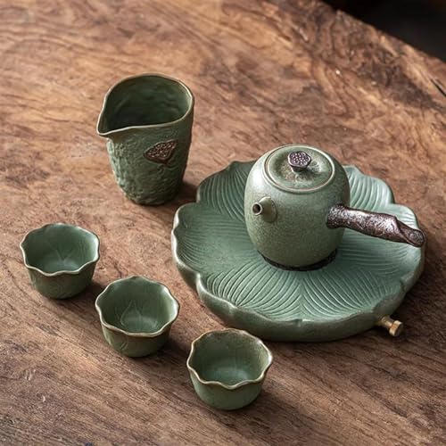 CPDDNGZMKK Teetassen-Sets Kung Fu Teeset Für Zuhause Keramik Teetasse Teekanne Grobe Einfaches Tragbares Reise Und Tassen Set Reise-Teeset(H) von CPDDNGZMKK