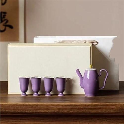 CPDDNGZMKK Teetassen-Sets Lila Handbemalte Song Teekanne Und Tassen Set Chinesisches Kung Fu Teegeschirr Geschenkset Leichtes Luxus Becher Reise-Teeset(B) von CPDDNGZMKK