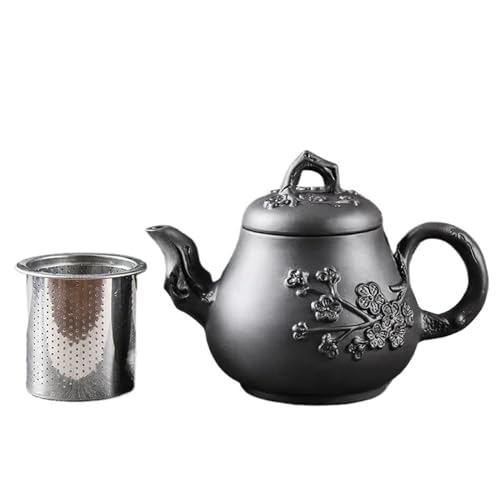 CPDDNGZMKK Teetassen-Sets Maßgeschneiderte Chinesische Teesets Antike Zhu-Schlamm-Schönheits-Teekanne Handbemalt Pflaumenfilter-Wasserkocher Yixing-Roherz-Teekanne Aus Lila Ton Reise-Teeset(Black) von CPDDNGZMKK