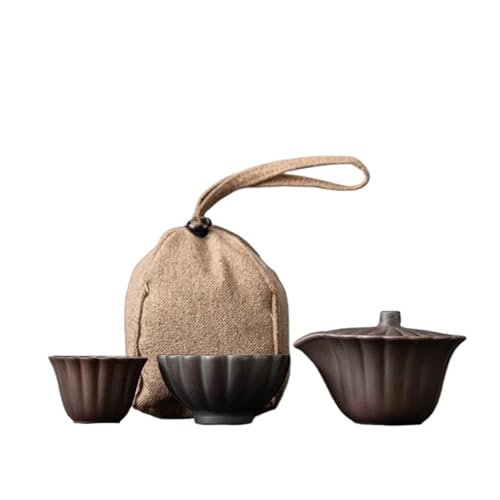 CPDDNGZMKK Teetassen-Sets Organizer Teezeremonie Zubehör Dekoration Lila Keramik Lotus Teeservice Kit Ästhetisch 1 Kanne 2 Tassen Teezubereitung Reise-Teeset(Type-B) von CPDDNGZMKK