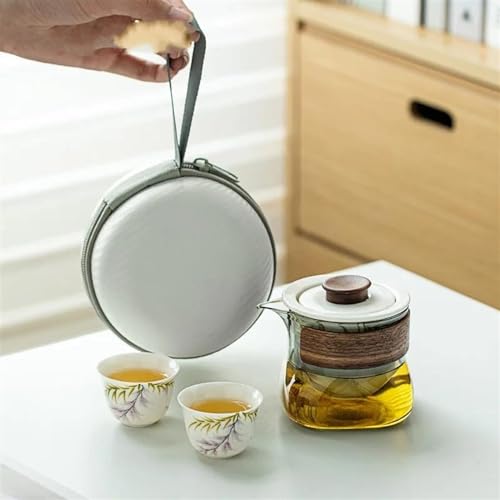 CPDDNGZMKK Teetassen-Sets Reines Handbemaltes Glyzinien Blumen Teeservice Set Retro Mit Tasse 1 Kanne Und 2 Tassen Teezubereitung Tragbares Camping Outdoor Reise-Teeset von CPDDNGZMKK