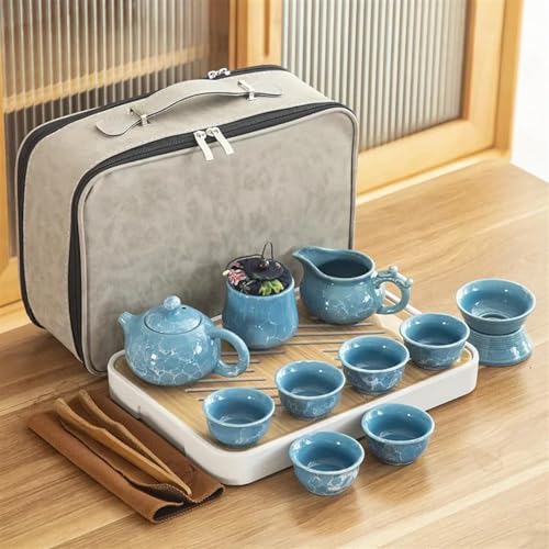 CPDDNGZMKK Teetassen-Sets Reise Keramik Kung Fu Tee Set Tablett Voll Tragbare Aufbewahrungstasche Kanne Tasse Reise-Teeset(B) von CPDDNGZMKK